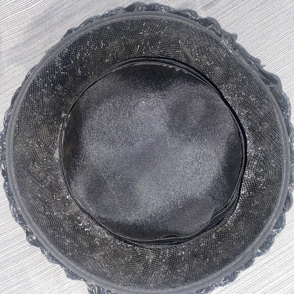 VINTAGE 50s/60s era Ladies HAT Black Mesh Ribbon UNION LABEL - Picture 9 of 10